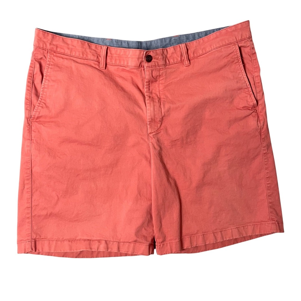 LL Bean Mens Standard Fit Chino Shorts Coral Pink 42W Cotton Stretch Preppy